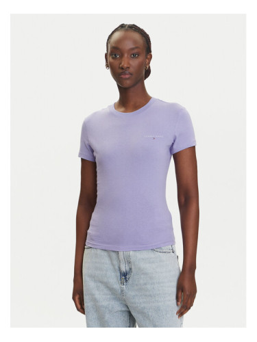 Tommy Jeans Тишърт Linear DW0DW21164 Виолетов Slim Fit