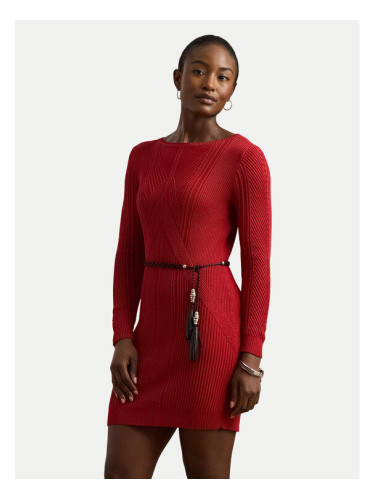 LAUREN RALPH LAUREN Плетена рокля 200971346001 Червен Slim Fit