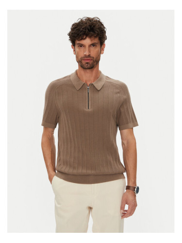 Michael Kors Тениска с яка и копчета CT560GT469 Кафяв Regular Fit