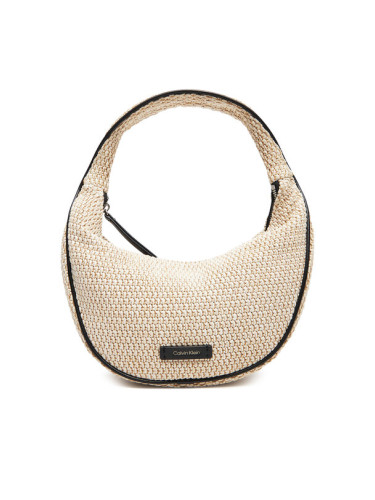 Calvin Klein Дамска чанта Pinched Raffia Medium Shoulder B LV04F3079G Бежов