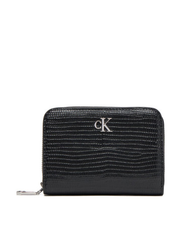 Calvin Klein Портфейл Lizard Embossed Lthr Med Flap Zi LV04F1067G Черен