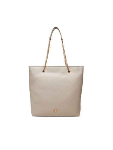 Calvin Klein Дамска чанта Minimal Monogram Chain Tote LV04F3204G Бежов