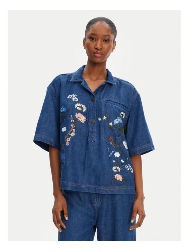 Munthe дънкова риза Phor 252100525203 Син Loose Fit