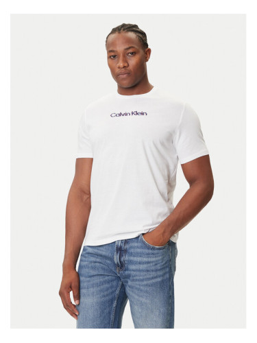 Calvin Klein Jeans Тишърт Glitched Logo LV04RC858G Бял Regular Fit