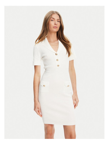 Guess Плетена рокля W5YK29 Z0130 Бял Slim Fit