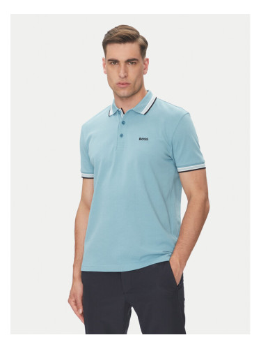 BOSS Тениска с яка и копчета Paddy 50469055 Син Regular Fit