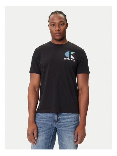 Calvin Klein Jeans Тишърт Bauhaus Logo LV04RC827G Черен Regular Fit
