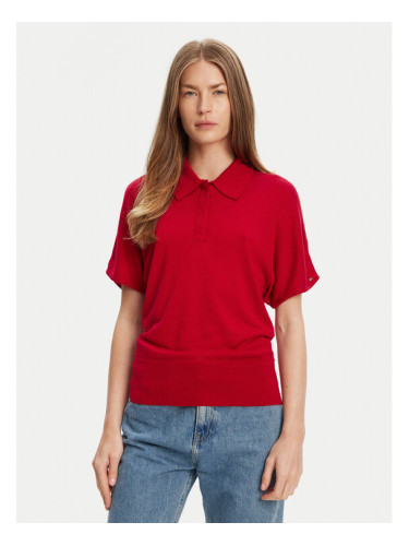 Tommy Hilfiger Тениска с яка и копчета WW0WW45652 Червен Regular Fit