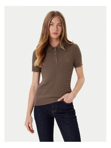 Tommy Hilfiger Пуловер Fine WW0WW41474 Кафяв Regular Fit