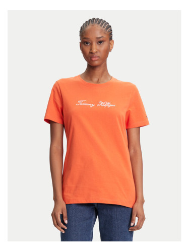 Tommy Hilfiger Тишърт Script WW0WW45746 Оранжев Regular Fit