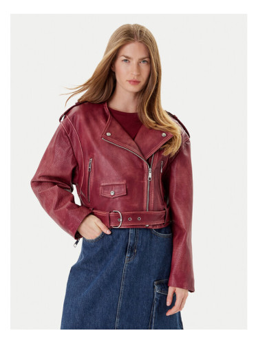 BOSS Кожено яке C_Sadora 50543026 Бордо Regular Fit