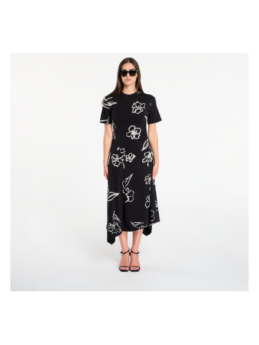 Облекло Desigual Asymmetrical Dress With Floral Patterns Black L