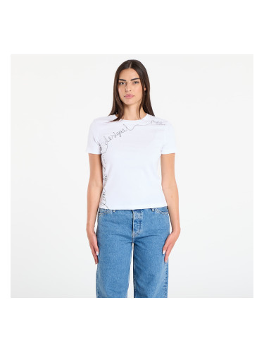 Тениска Desigual T-Shirt With Embroidered Lettering White XS