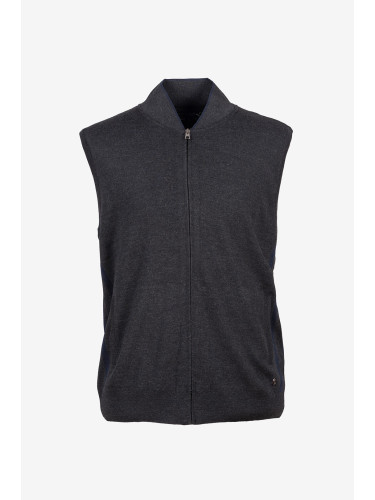 Тъмносив спортно-елегантен мъжки елек с цип