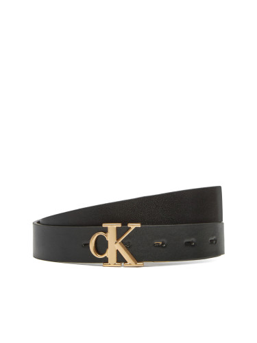 Дамски колан Calvin Klein Monogram Plaque Buckle 25Mm Rev LV04K7005G Черен