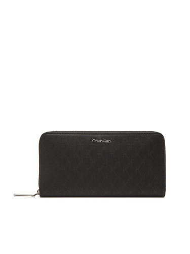 Портфейл Calvin Klein Ck Must Aop Large Zip Around LV04F1073G Черен