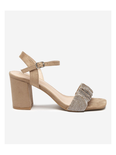 Resti Light brown women's sandals on a post with Trieste cubic zirconias - Footwear