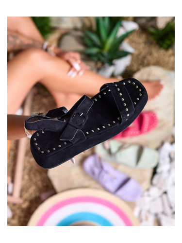 Resti Black women's sandals with rhinestones Franssia - Footwear