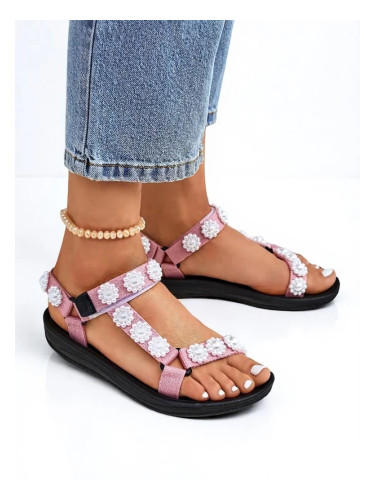 Resti Letitia pink platform sandals - classic pearl studs