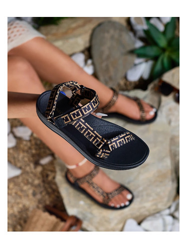 Resti Black and brown women's sports sandals with print Iberifa