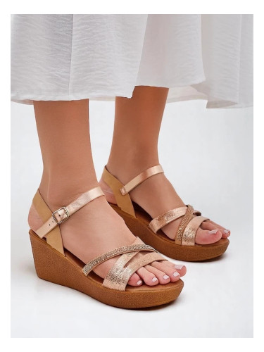 Resti Women's wedge sandals with rhinestones and glitter Eclat