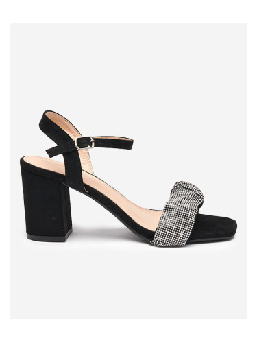 Resti Black women's sandals on a post with cubic zirconias Trieste - Footwear