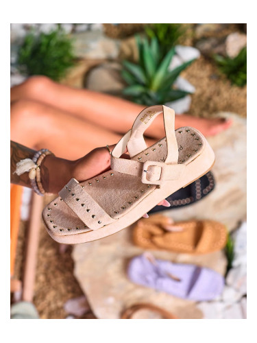 Resti Beige women's sandals with rhinestones Franssia - Footwear