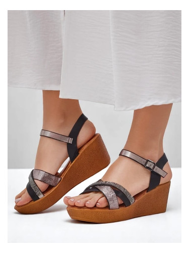 Resti Women's wedge sandals with rhinestones and glitter Glittera