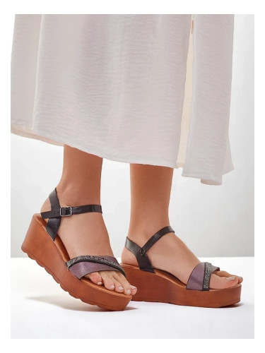 Resti Women's wedge sandals with rhinestones and glitter Aurora Glow