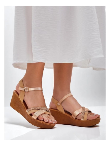 Resti Women's wedge sandals with rhinestones and glitter Glittera