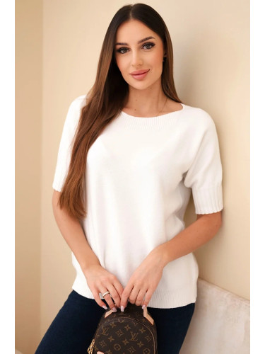 Kesi Włoski Women's short-sleeve viscose sweater ecru