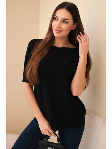 Kesi Włoski Women's short-sleeve viscose sweater black