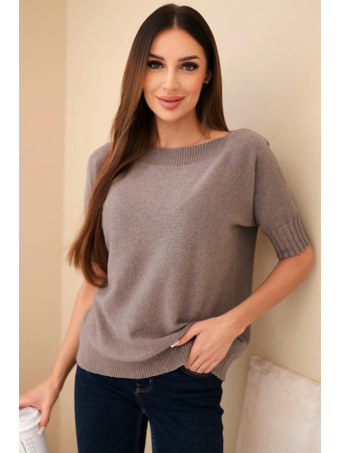 Kesi Włoski Women's viscose sweater with short sleeves fango