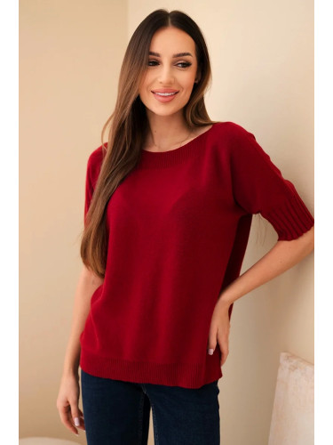 Kesi Włoski Women's short-sleeve viscose sweater maroon