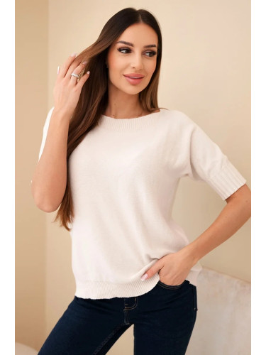 Kesi Włoski Women's short-sleeve viscose sweater beige