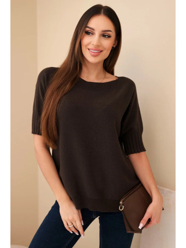 Kesi Włoski Women's short-sleeve viscose sweater brown