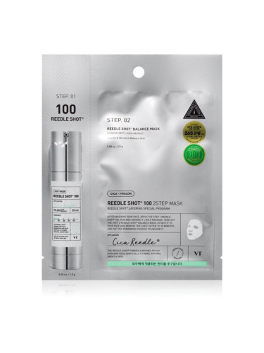 VT Cosmetics Reedle Shot 100 2-Step Mask интензивна възстановяваща маска за двуфазно третиране на кожата на лицето 26.5 гр.