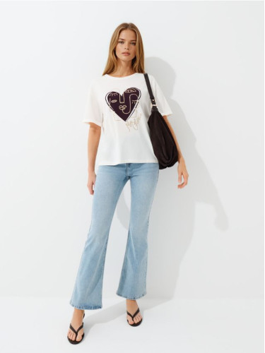 Mohito - Тениска с щампа - бяло