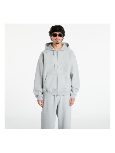 Суитшърт Nike Solo Swoosh Men's Full-Zip Fleece Hoodie Dk Grey Heather/ Lt Smoke Grey/ White M