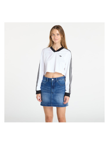 Тениска adidas Adicolor Football Jacquard Crop Long-Sleeve Top White XS