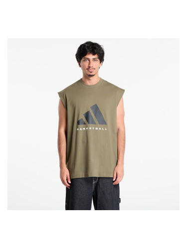 adidas Basketball Sleeveless T-Shirt Olive Strata L
