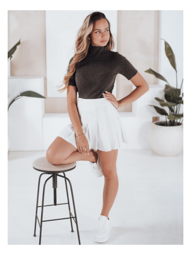 Дамски раиран пуловер с къс ръкав