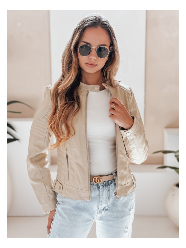 Дамско кожено яке ROCKMISS бежово