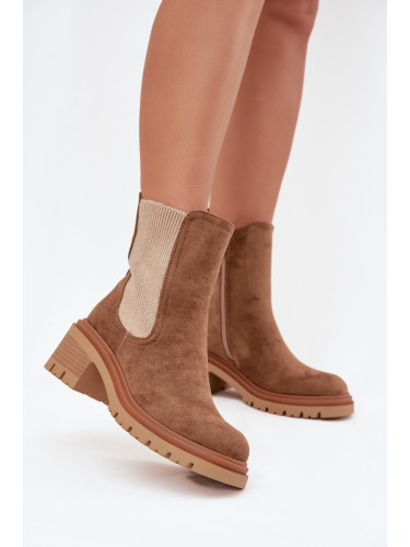 Boto Дамски ботуши с дебела подметка в тъмен бежов цвят Зоралия