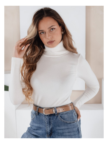 Дамски пуловер с висока яка VANORIA бял