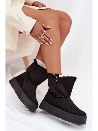 Boto Дамски Снежни Обувки На Платформа С Козина Черни Evelira