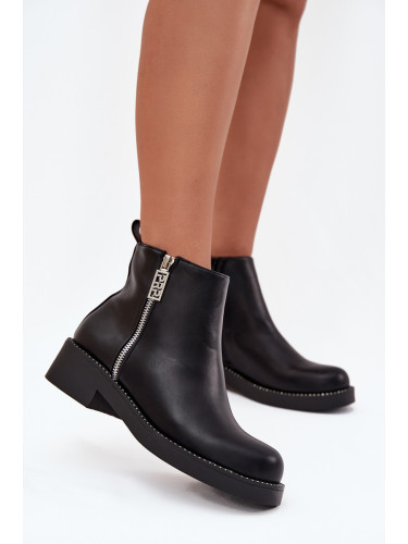 Boto Топли Ниски Ботуши За Жени С Цирконии Черни Vionna