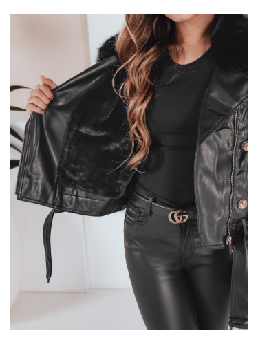 Дамско зимно кожено яке с козина