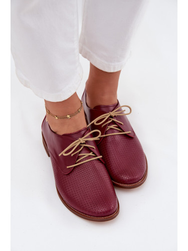Дамски кожени елегантни обувки с връзки Zazoo 4238 бордо