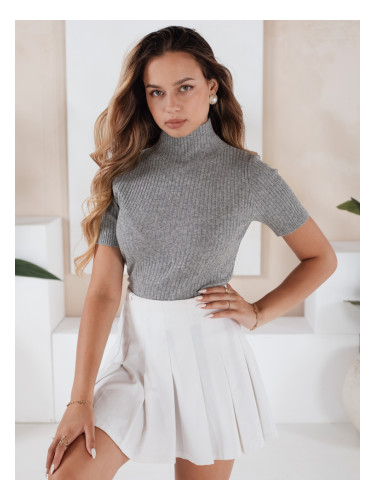 Дамски пуловер с къс ръкав на райета